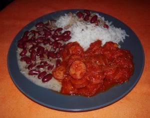 Riz et haricots rouges, plat originaire de l'Ile de La Réunion